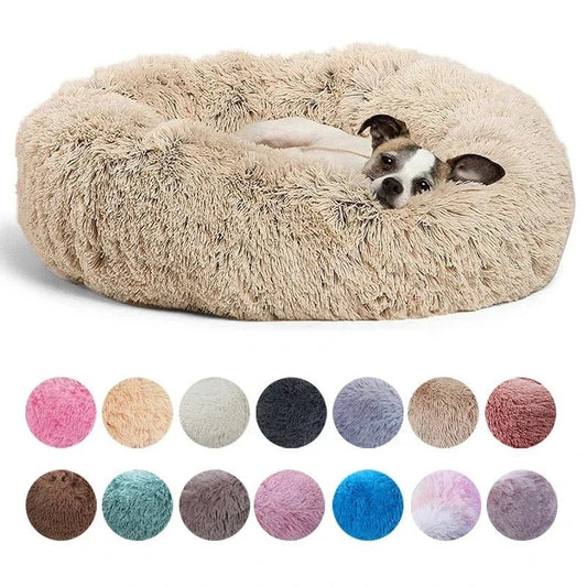 40 - 90cm Round Pet Bed for Large Dog Bed Super Soft Cat Bed Long Plush Dog House for Medium Dog House Winter Warm Sleeping - Ammdog.com